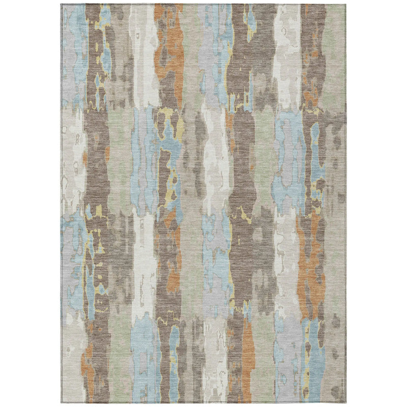 5' X 8' Ivory And Blue Abstract Washable Indoor Outdoor Area Rug Homeroots Outdoor