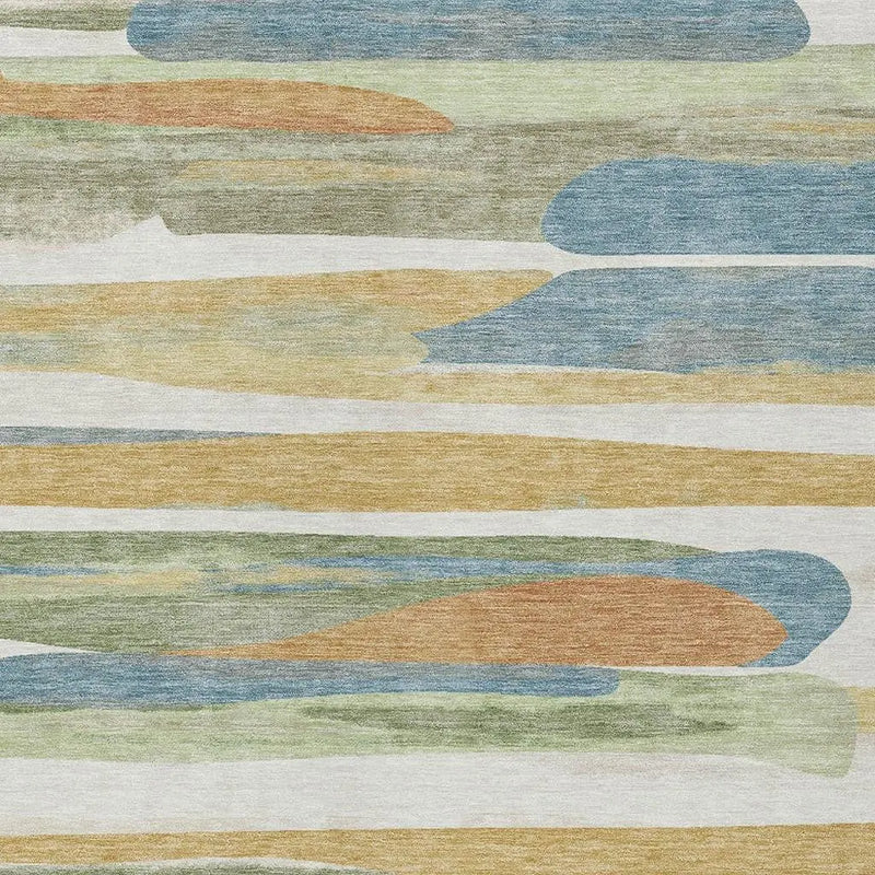 5' X 8' Ivory And Blue Abstract Washable Indoor Outdoor Area Rug Homeroots Outdoor