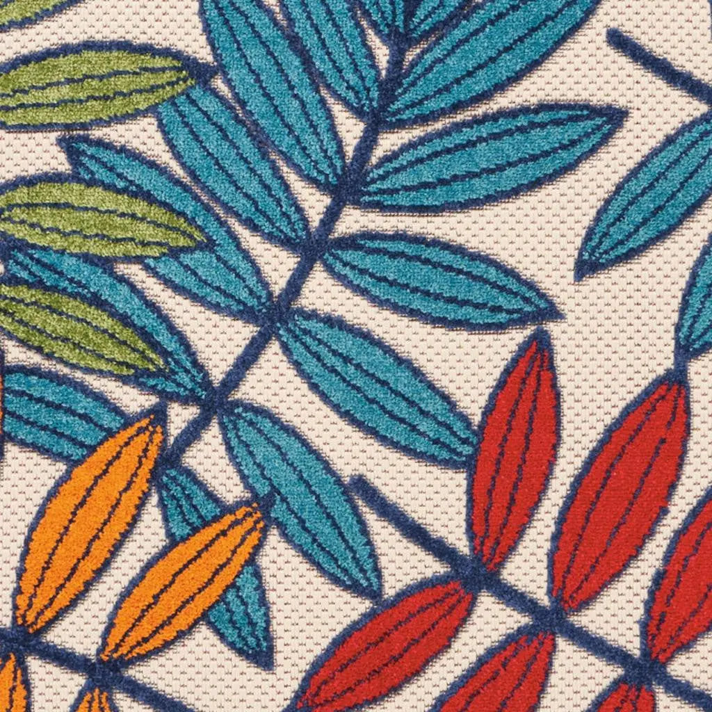 5' X 8' Ivory And Blue Floral Indoor Outdoor Area Rug - GreatEagleInc