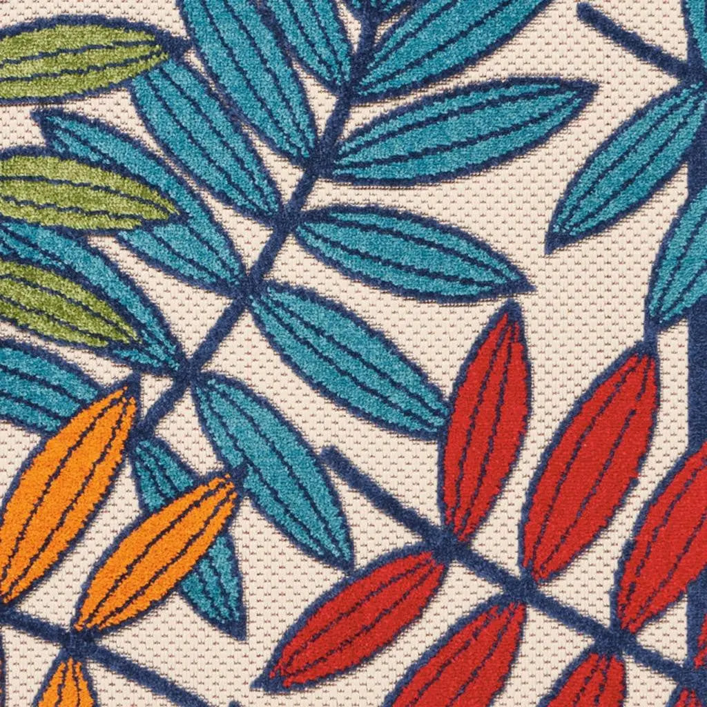 5' X 8' Ivory And Blue Floral Indoor Outdoor Area Rug - GreatEagleInc