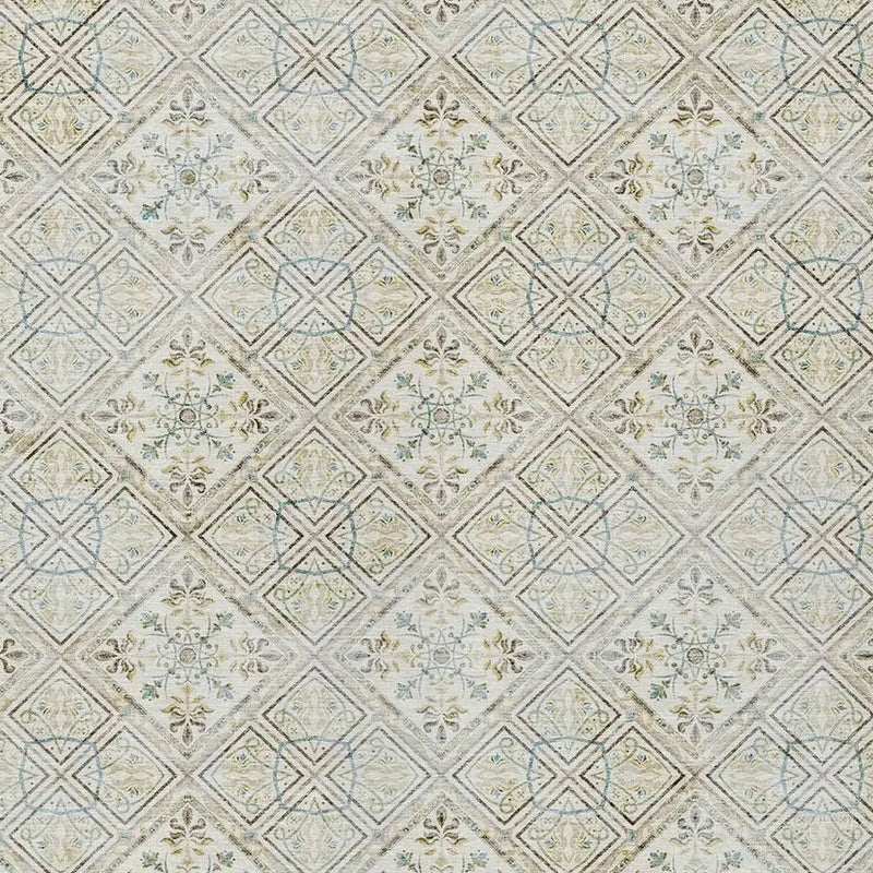 5' X 8' Ivory And Blue Geometric Washable Indoor Outdoor Area Rug Homeroots Outdoor
