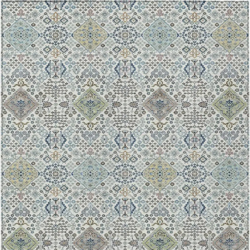 5' X 8' Ivory And Blue Oriental Washable Indoor Outdoor Area Rug Homeroots Outdoor