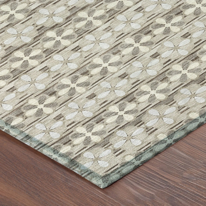 5' X 8' Ivory And Blue Striped Washable Indoor Outdoor Area Rug Homeroots Outdoor