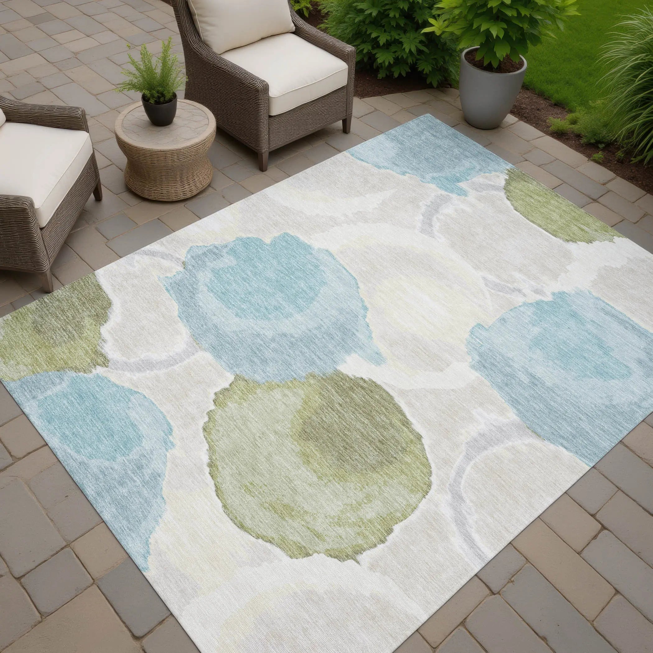 5' X 8' Ivory And Brown Abstract Washable Indoor Outdoor Area Rug Homeroots Outdoor
