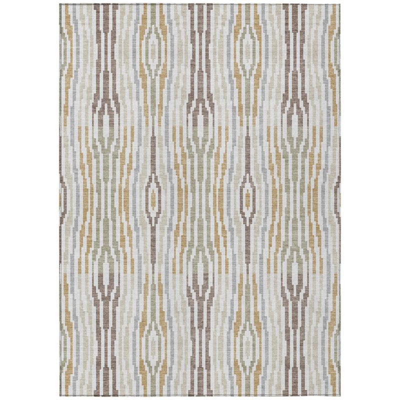 5' X 8' Ivory And Brown Abstract Washable Indoor Outdoor Area Rug Homeroots Outdoor