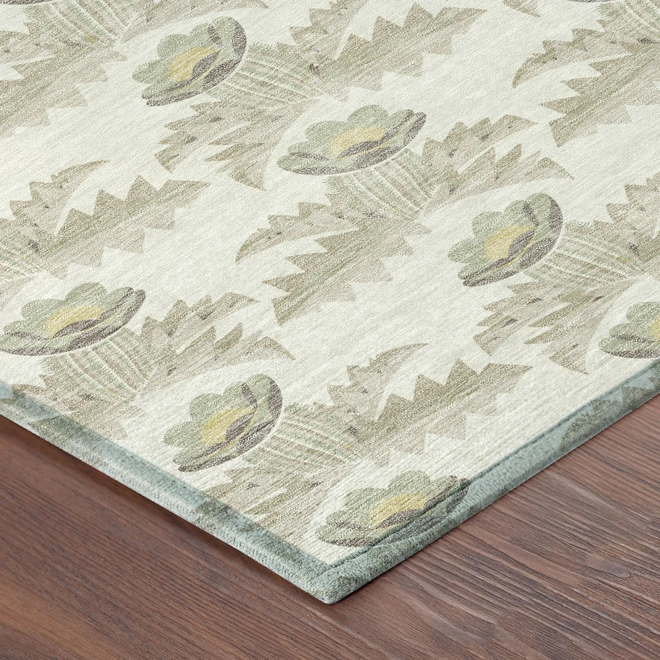 5' X 8' Ivory And Brown Floral Washable Indoor Outdoor Area Rug Homeroots Outdoor