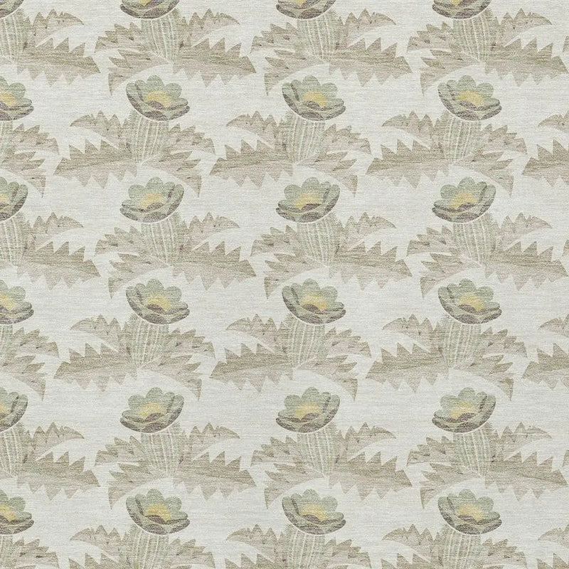 5' X 8' Ivory And Brown Floral Washable Indoor Outdoor Area Rug Homeroots Outdoor