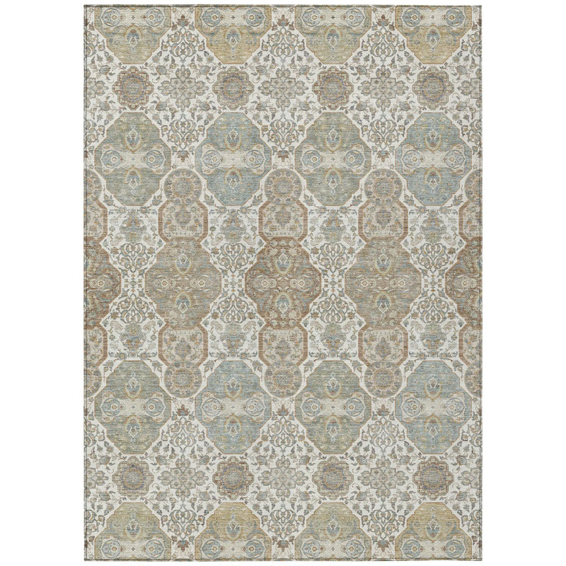 5' X 8' Ivory And Brown Floral Washable Indoor Outdoor Area Rug Homeroots Outdoor