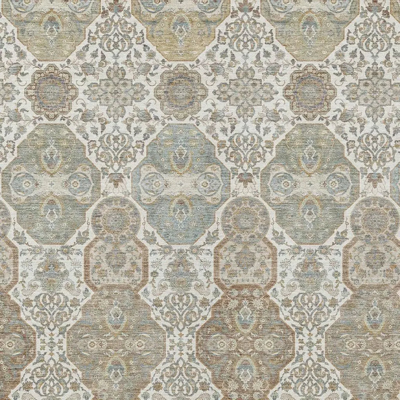 5' X 8' Ivory And Brown Floral Washable Indoor Outdoor Area Rug Homeroots Outdoor