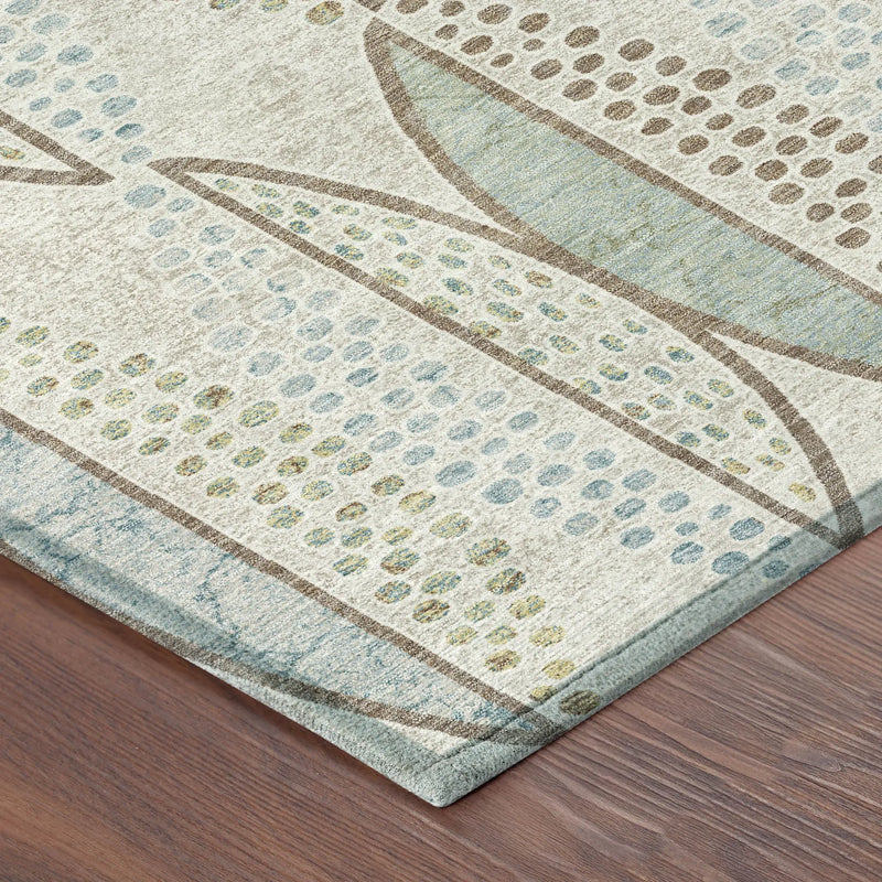 5' X 8' Ivory And Brown Geometric Washable Indoor Outdoor Area Rug Homeroots Outdoor