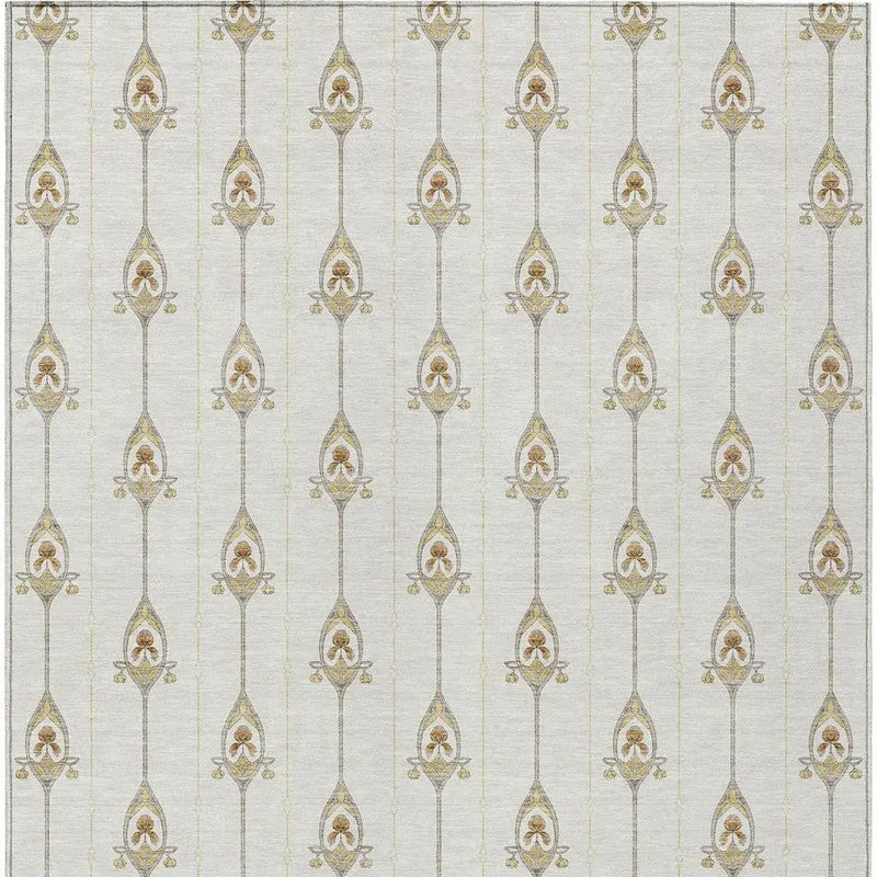 5' X 8' Ivory And Brown Geometric Washable Indoor Outdoor Area Rug Homeroots Outdoor