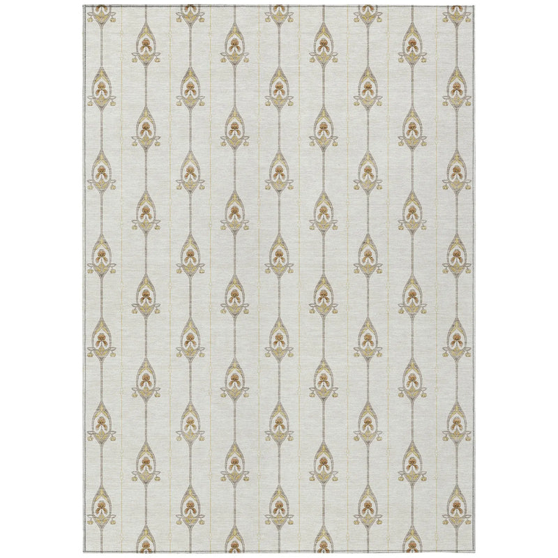 5' X 8' Ivory And Brown Geometric Washable Indoor Outdoor Area Rug Homeroots Outdoor