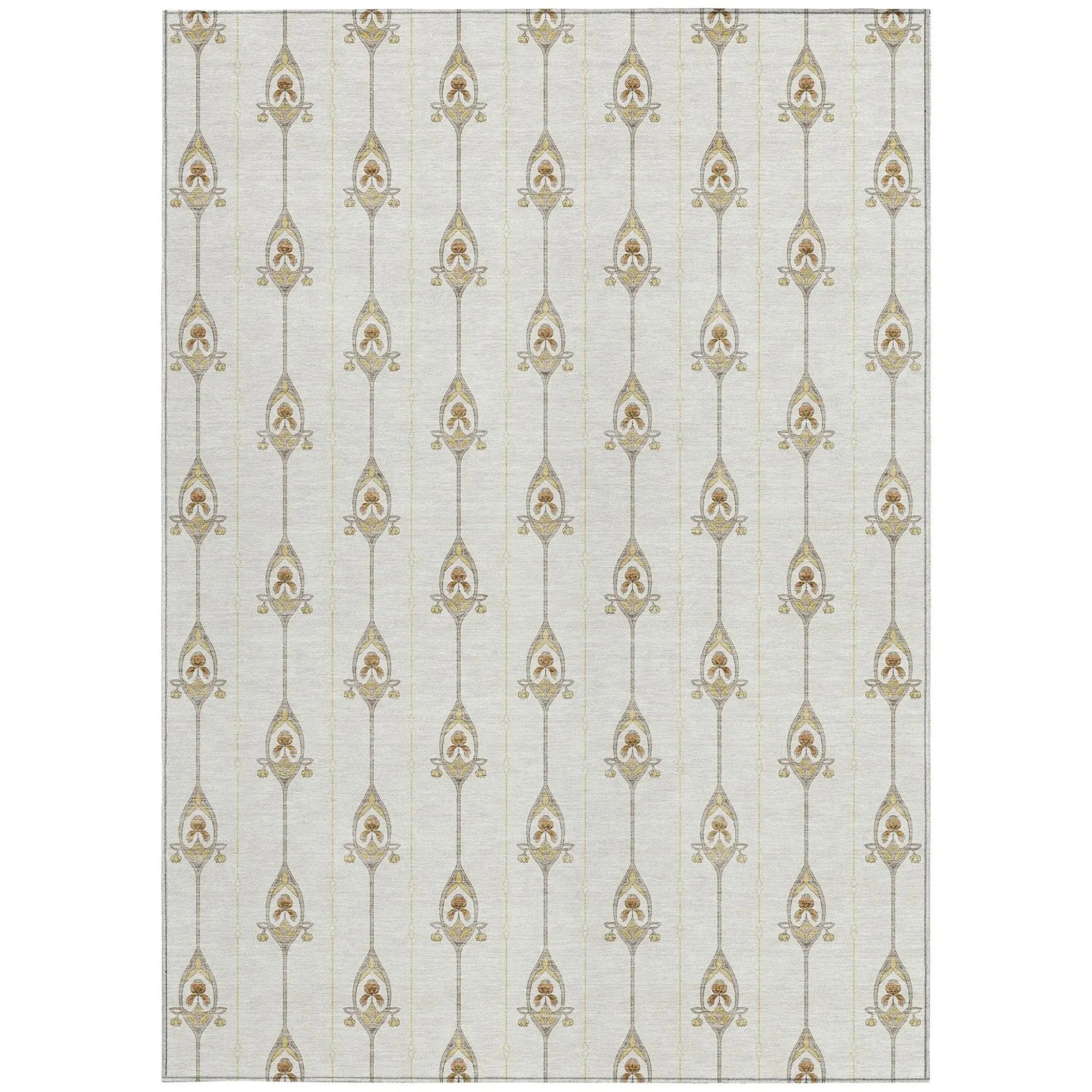 5' X 8' Ivory And Brown Geometric Washable Indoor Outdoor Area Rug Homeroots Outdoor