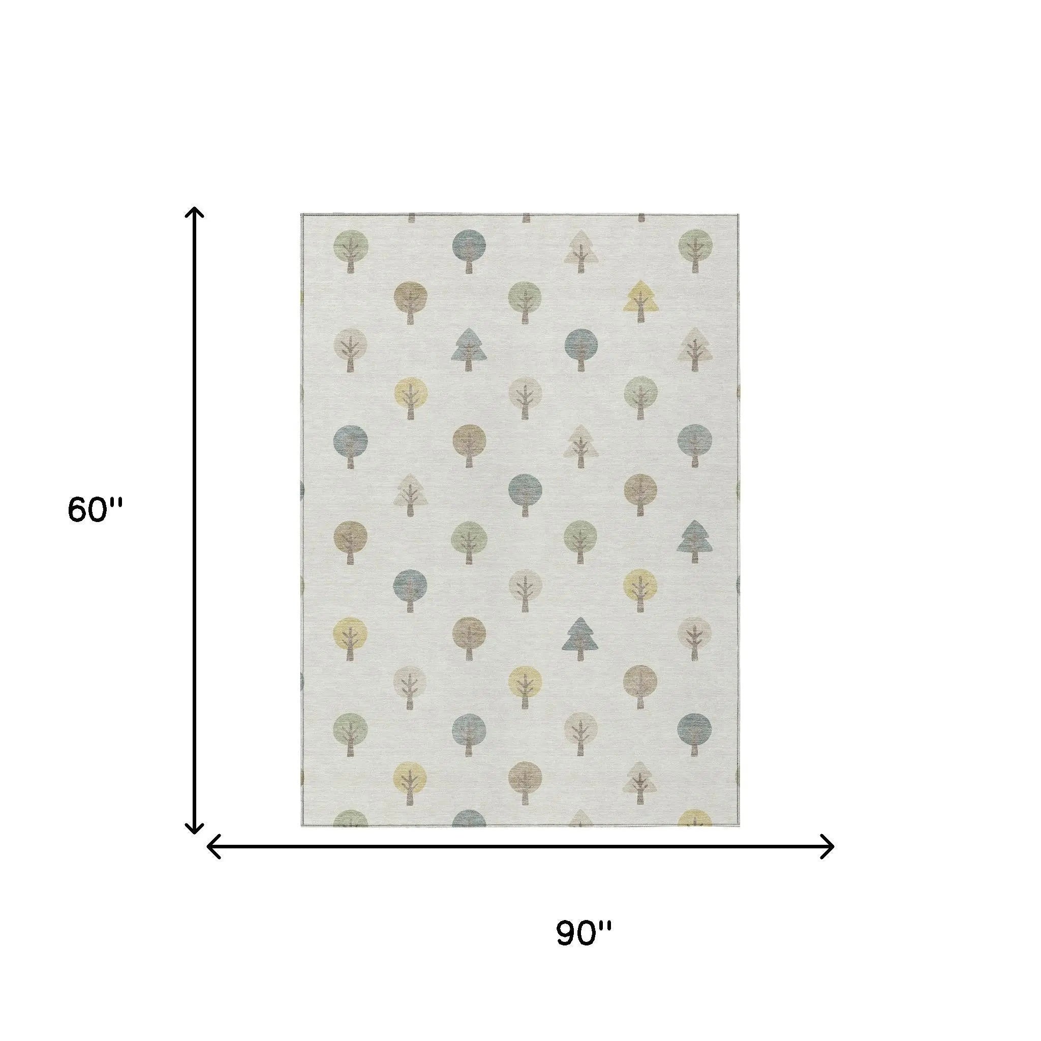 5' X 8' Ivory And Brown Geometric Washable Indoor Outdoor Area Rug Homeroots Outdoor