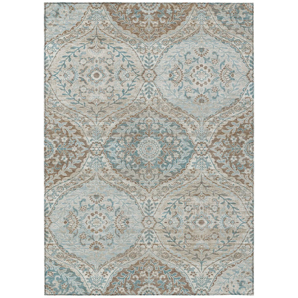 5' X 8' Ivory And Brown Ogee Washable Indoor Outdoor Area Rug Homeroots Outdoor