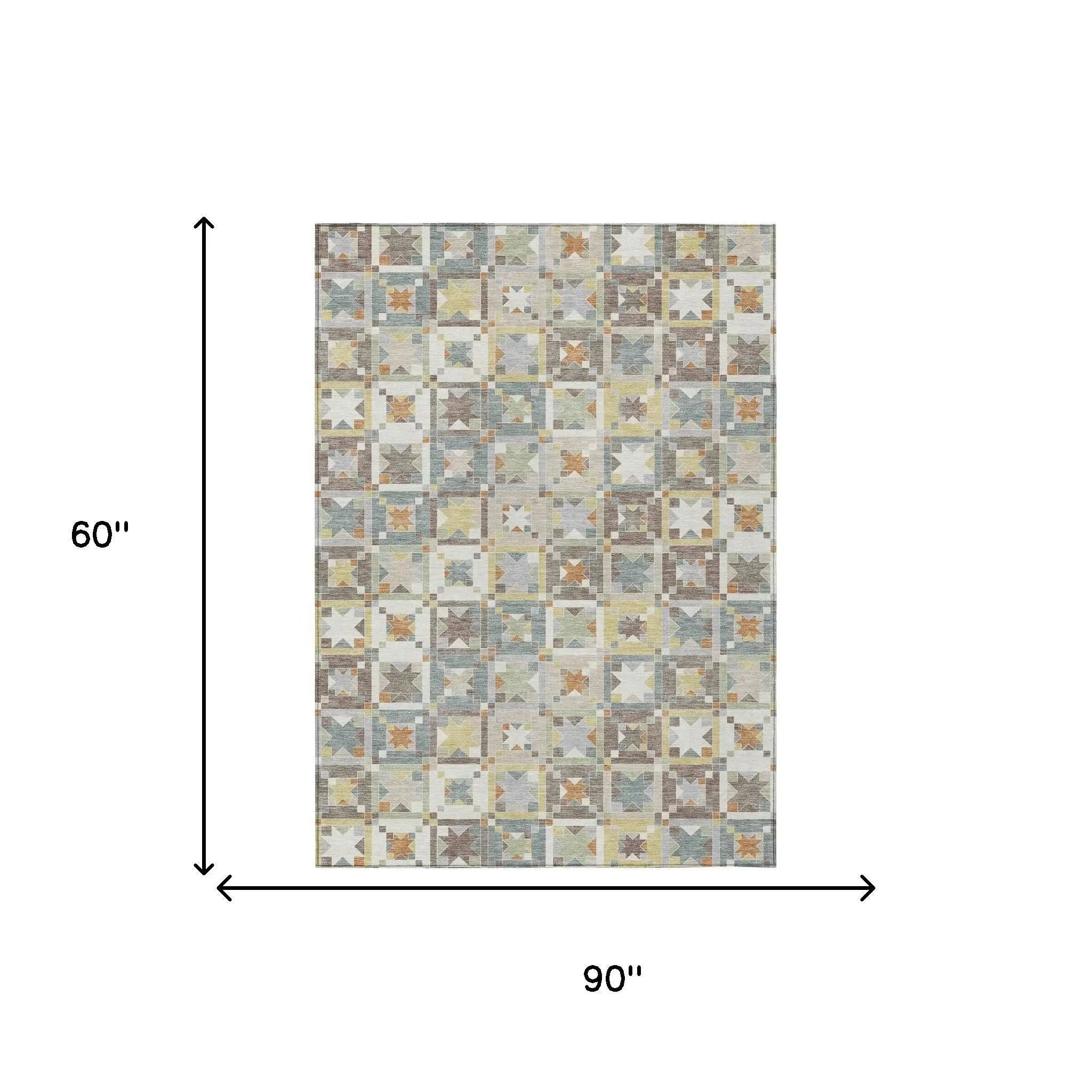 5' X 8' Ivory And Brown Patchwork Washable Indoor Outdoor Area Rug Homeroots Outdoor
