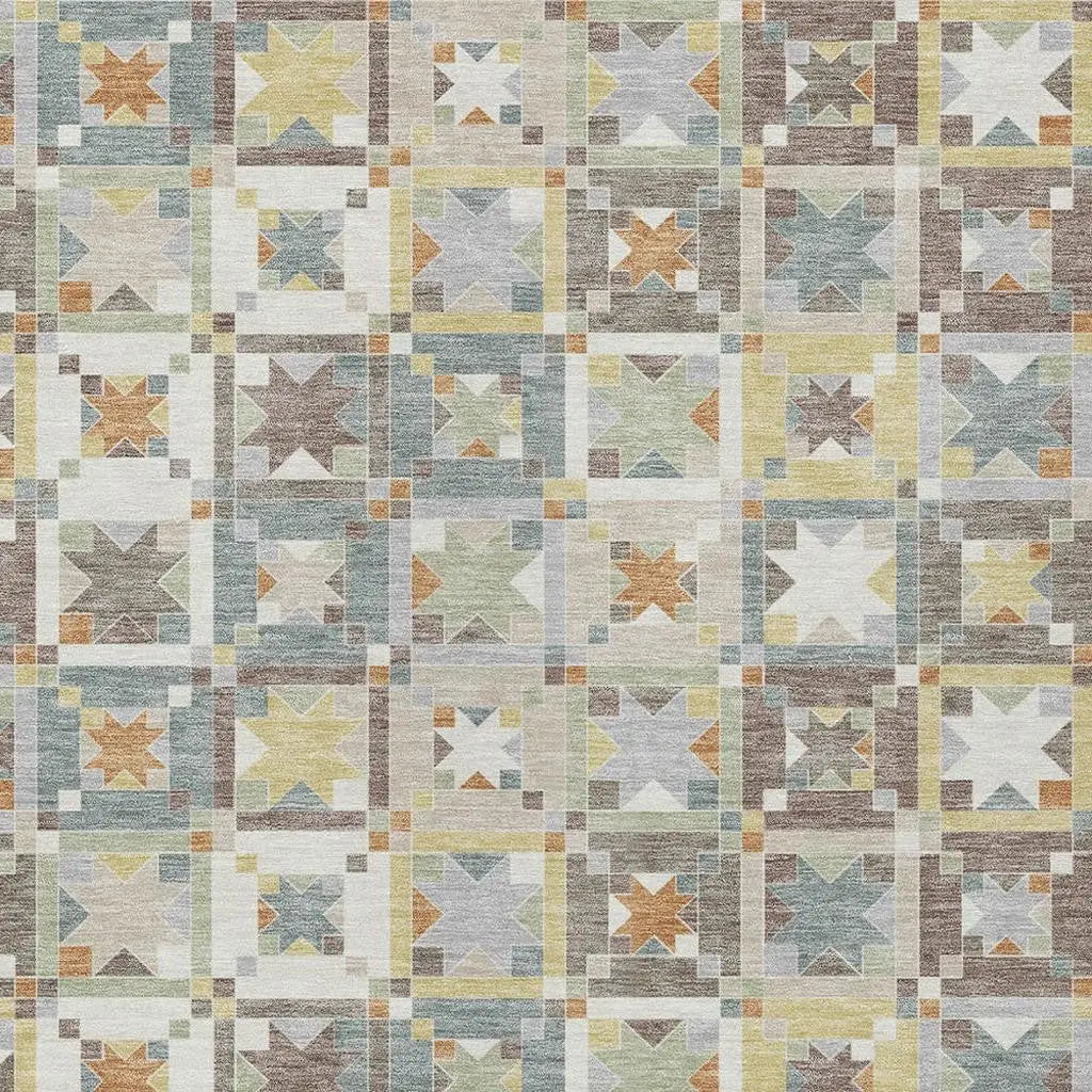 5' X 8' Ivory And Brown Patchwork Washable Indoor Outdoor Area Rug Homeroots Outdoor