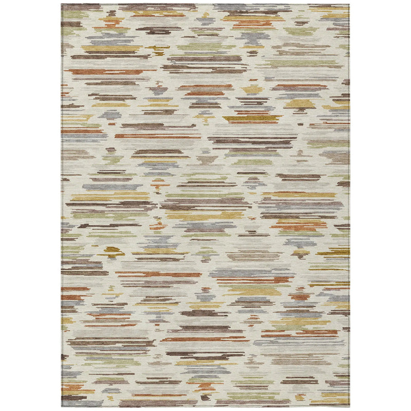 5' X 8' Ivory And Brown Southwestern Washable Indoor Outdoor Area Rug Homeroots Outdoor