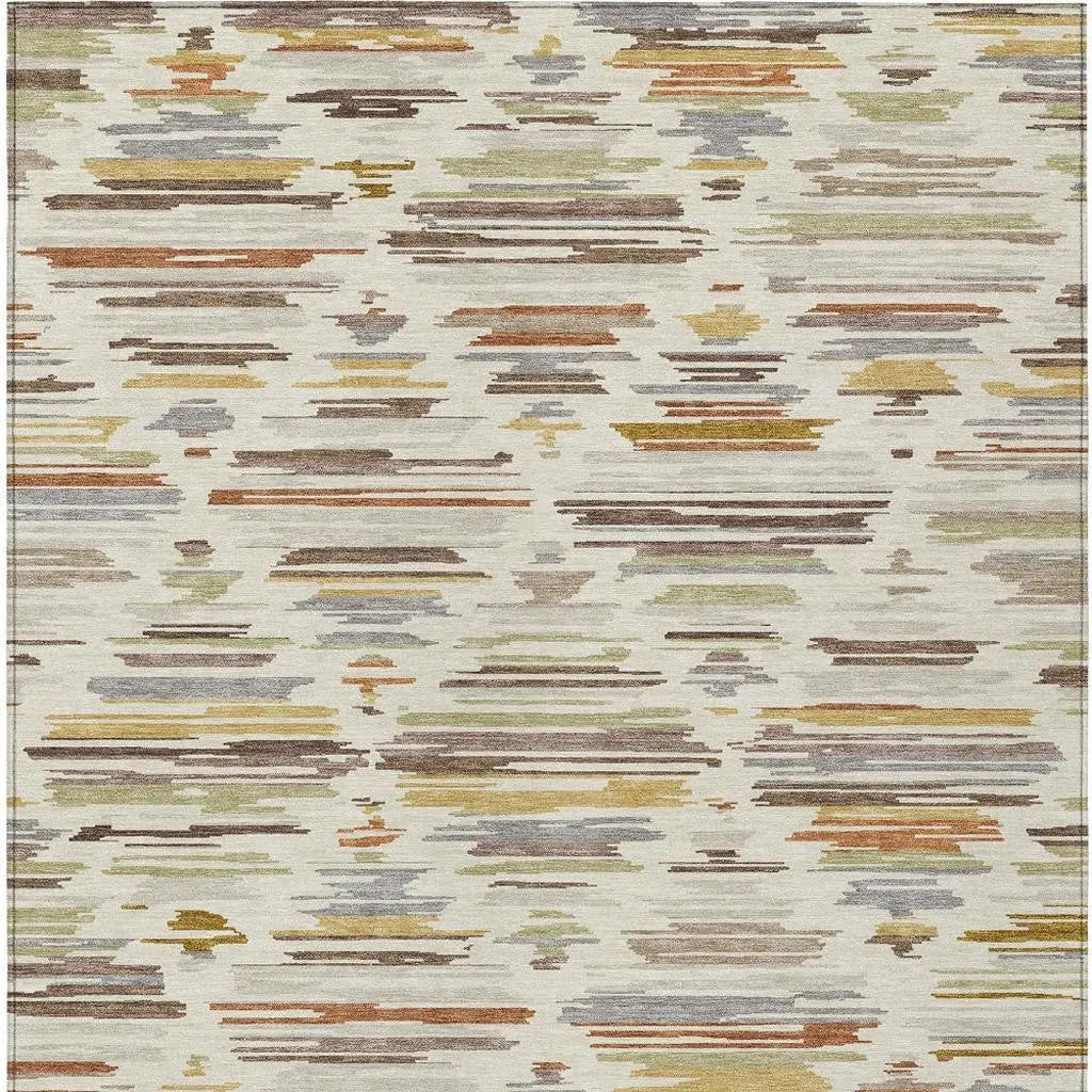 5' X 8' Ivory And Brown Southwestern Washable Indoor Outdoor Area Rug Homeroots Outdoor