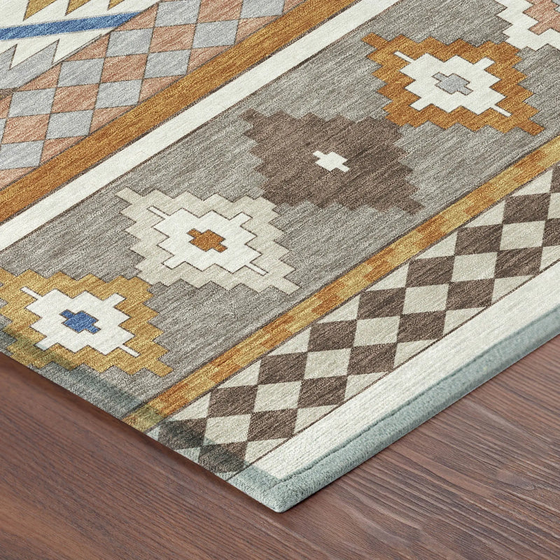 5' X 8' Ivory And Brown Southwestern Washable Indoor Outdoor Area Rug Homeroots Outdoor
