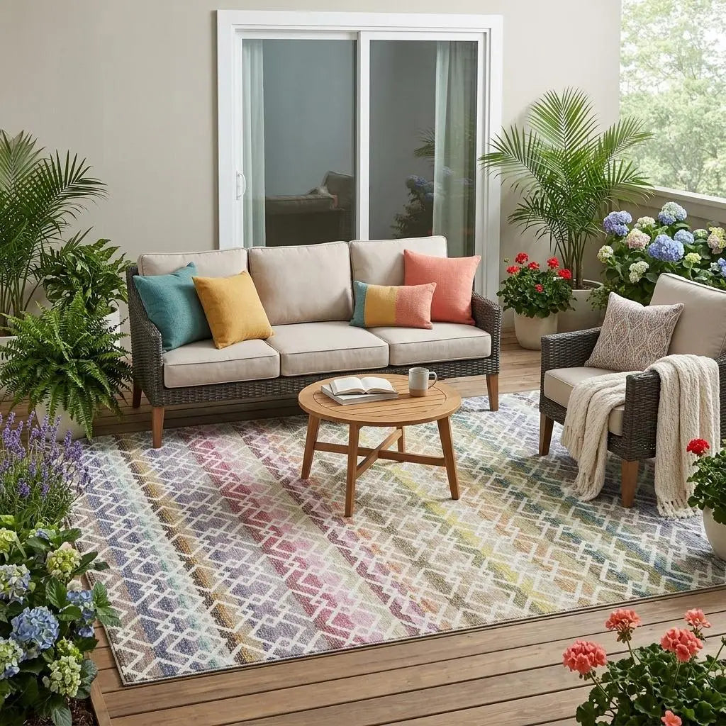 5' X 8' Ivory And Chocolate Striped Washable Indoor Outdoor Area Rug Homeroots Outdoor