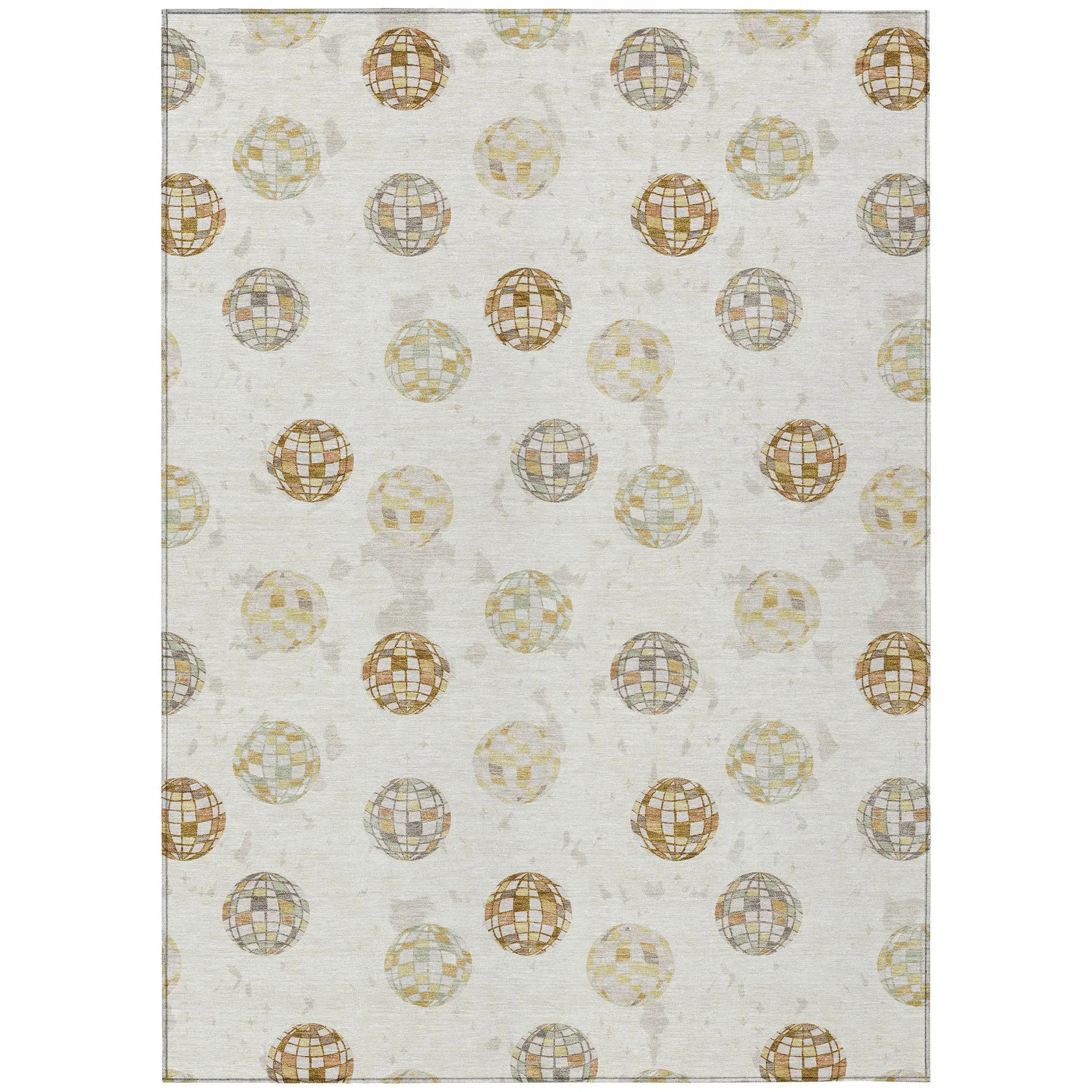 5' X 8' Ivory And Copper Geometric Washable Indoor Outdoor Area Rug Homeroots Outdoor