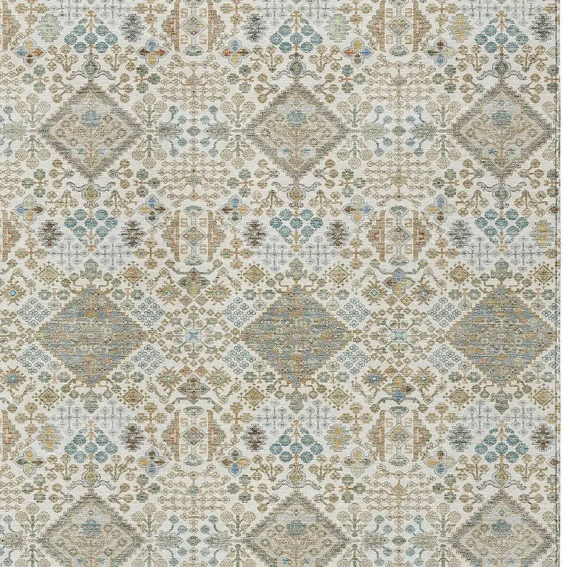 5' X 8' Ivory And Copper Geometric Washable Indoor Outdoor Area Rug Homeroots Outdoor