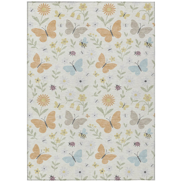 5' X 8' Ivory And Cream Abstract Washable Indoor Outdoor Area Rug Homeroots Outdoor
