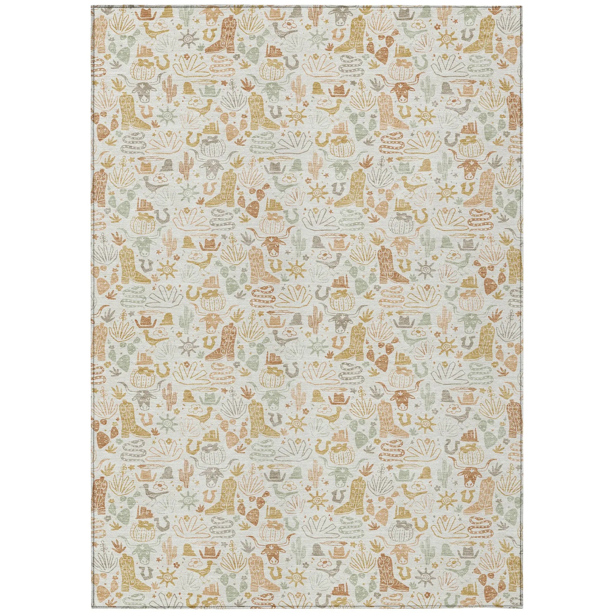 5' X 8' Ivory And Cream Stars Washable Indoor Outdoor Area Rug Homeroots Outdoor
