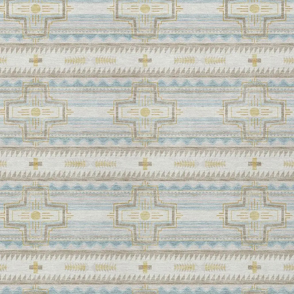 5' X 8' Ivory And Cream Tribal Washable Indoor Outdoor Area Rug Homeroots Outdoor