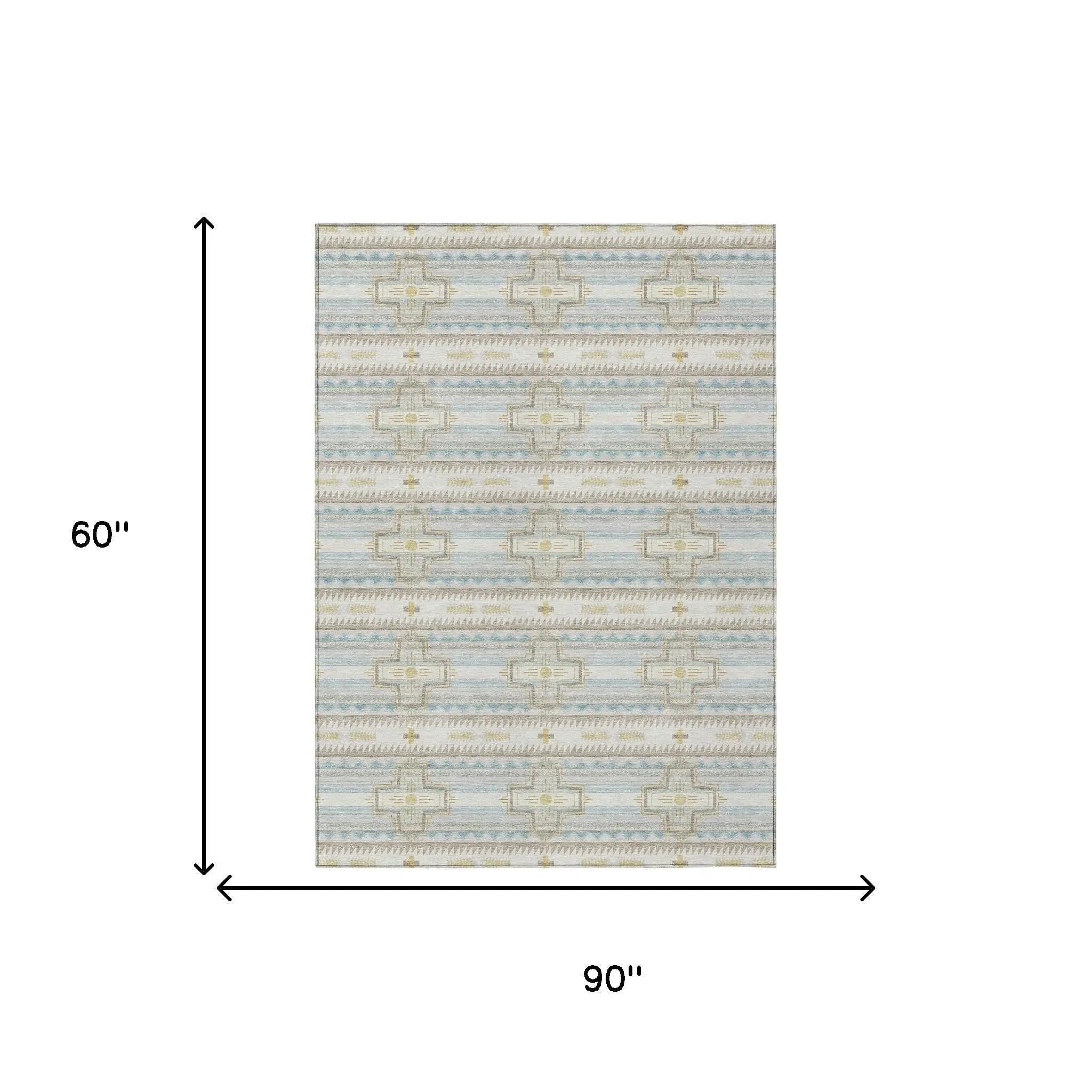5' X 8' Ivory And Cream Tribal Washable Indoor Outdoor Area Rug Homeroots Outdoor