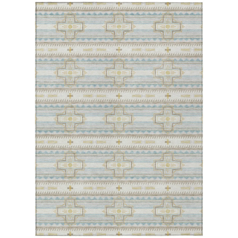 5' X 8' Ivory And Cream Tribal Washable Indoor Outdoor Area Rug Homeroots Outdoor