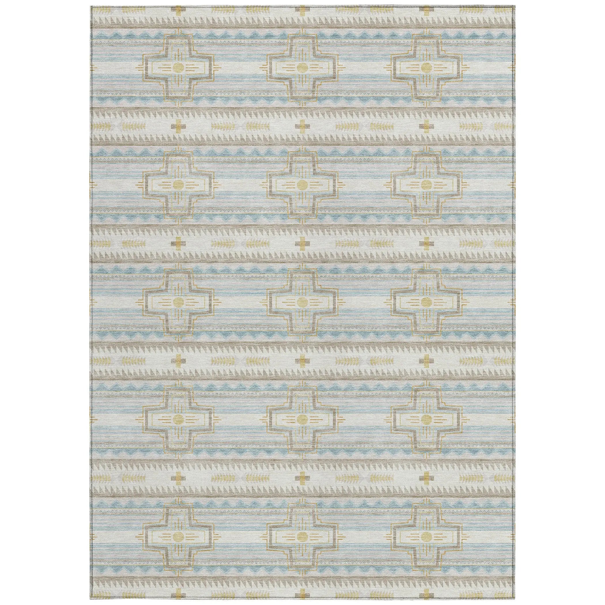 5' X 8' Ivory And Cream Tribal Washable Indoor Outdoor Area Rug Homeroots Outdoor