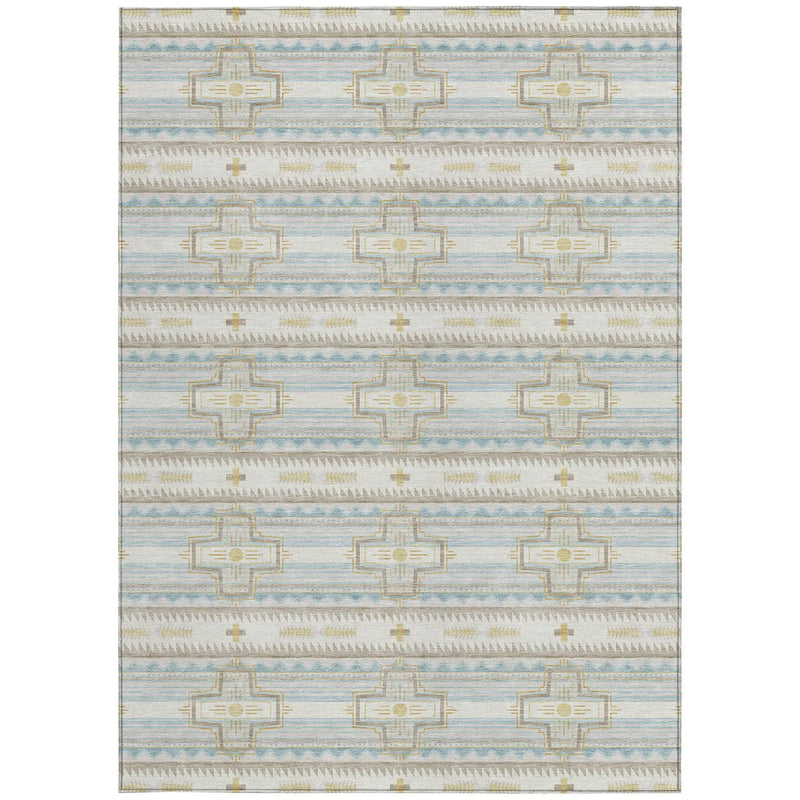 5' X 8' Ivory And Cream Tribal Washable Indoor Outdoor Area Rug Homeroots Outdoor
