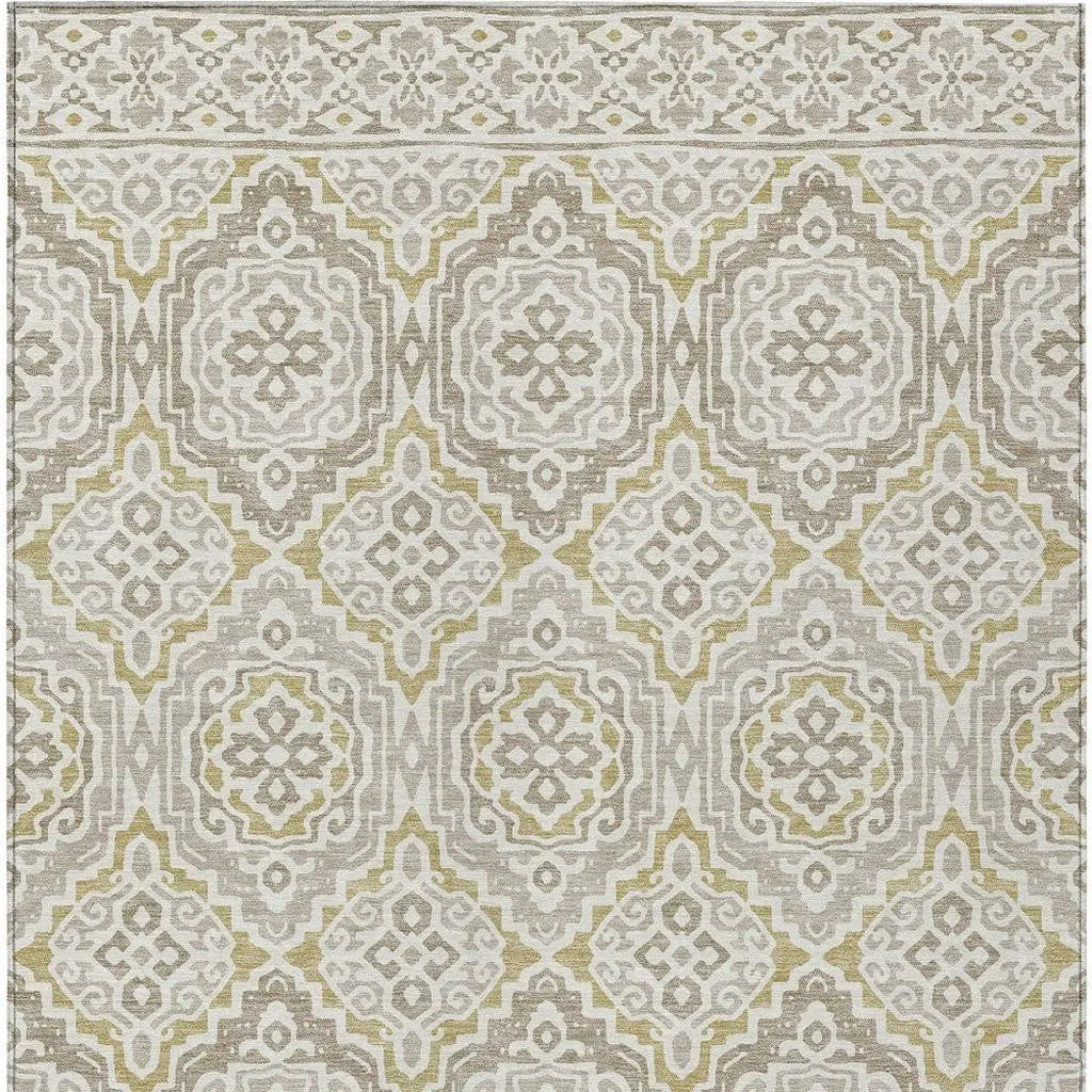 5' X 8' Ivory And Denim Blue Tribal Washable Indoor Outdoor Area Rug Homeroots Outdoor
