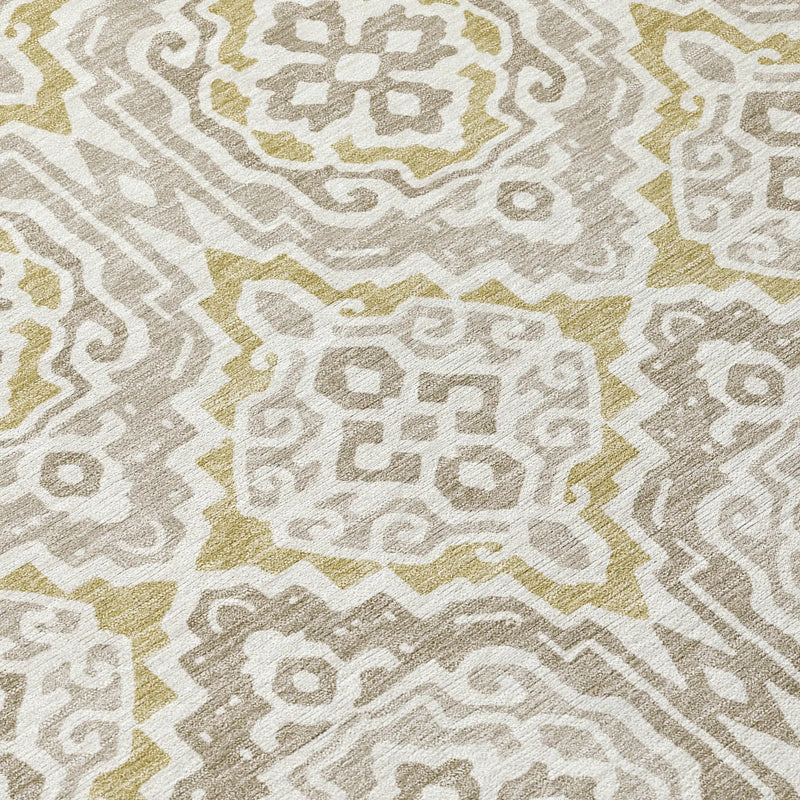 5' X 8' Ivory And Denim Blue Tribal Washable Indoor Outdoor Area Rug Homeroots Outdoor