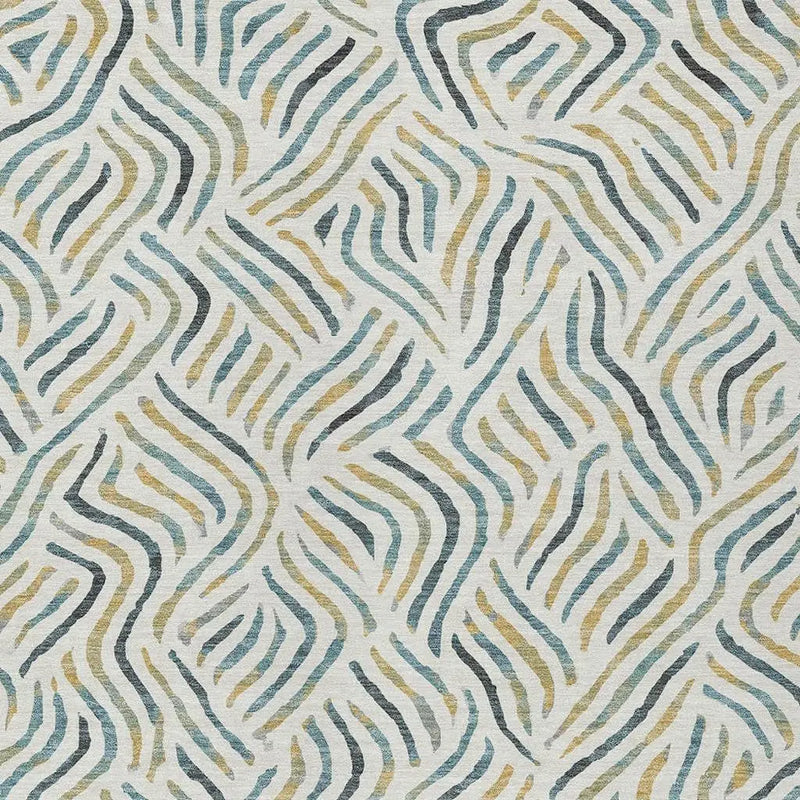 5' X 8' Ivory And Gold Abstract Washable Indoor Outdoor Area Rug Homeroots Outdoor