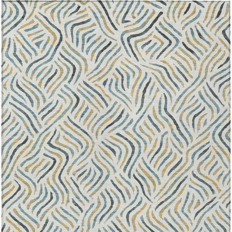 5' X 8' Ivory And Gold Abstract Washable Indoor Outdoor Area Rug Homeroots Outdoor