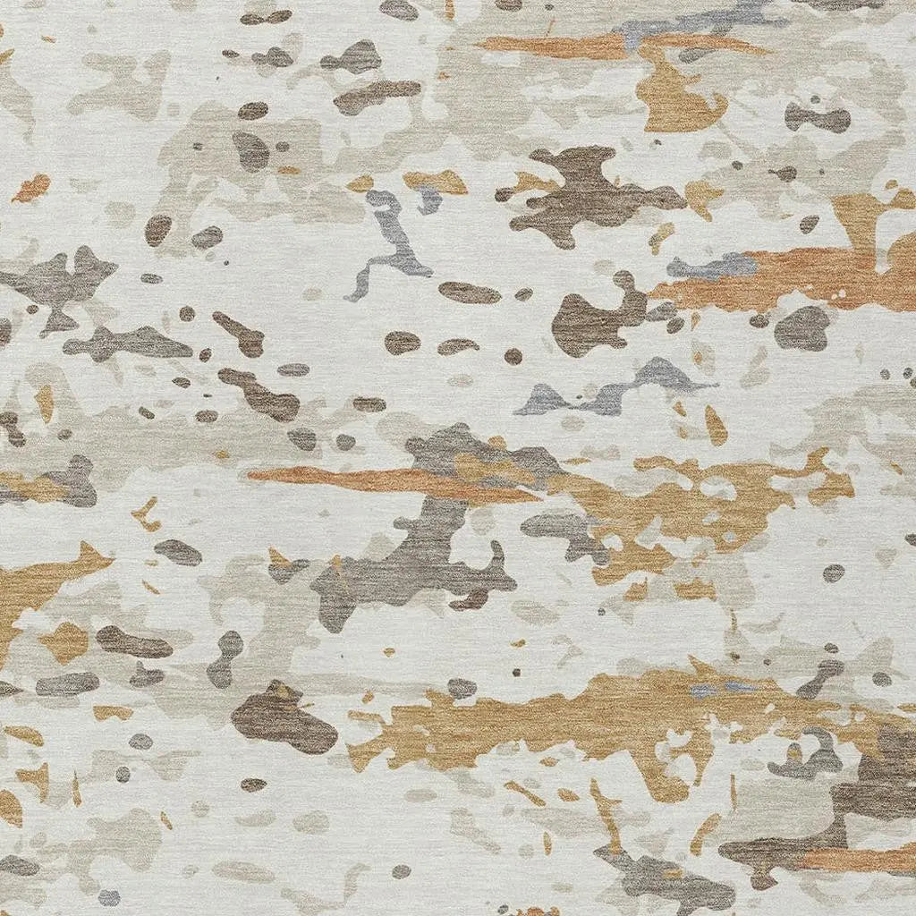 5' X 8' Ivory And Gold Abstract Washable Indoor Outdoor Area Rug Homeroots Outdoor