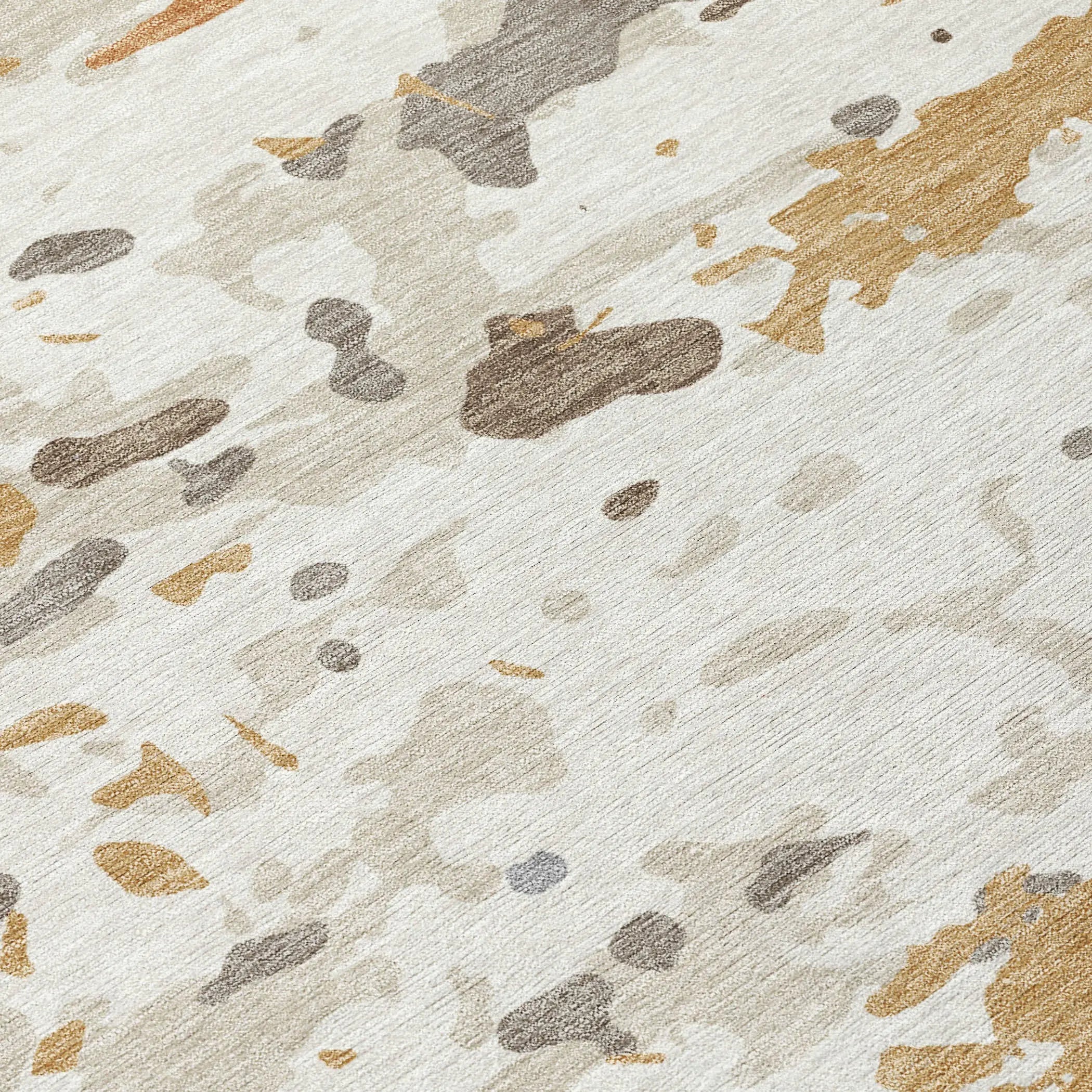 5' X 8' Ivory And Gold Abstract Washable Indoor Outdoor Area Rug Homeroots Outdoor