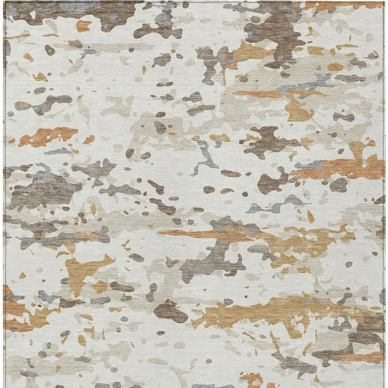 5' X 8' Ivory And Gold Abstract Washable Indoor Outdoor Area Rug Homeroots Outdoor
