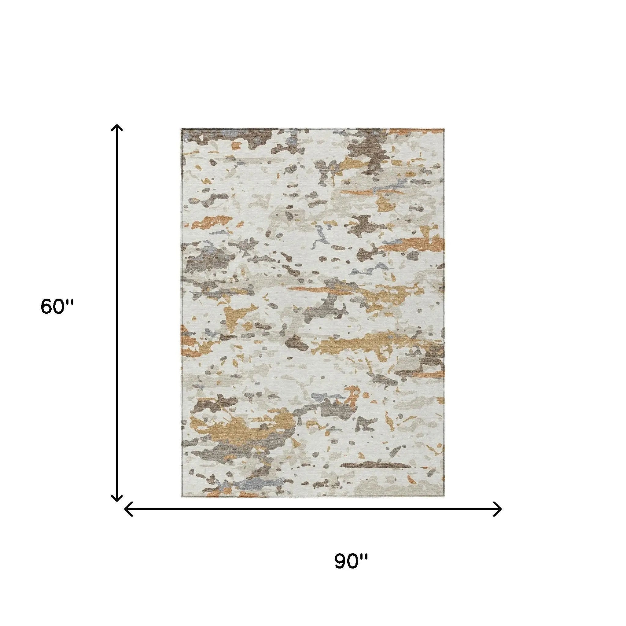 5' X 8' Ivory And Gold Abstract Washable Indoor Outdoor Area Rug Homeroots Outdoor