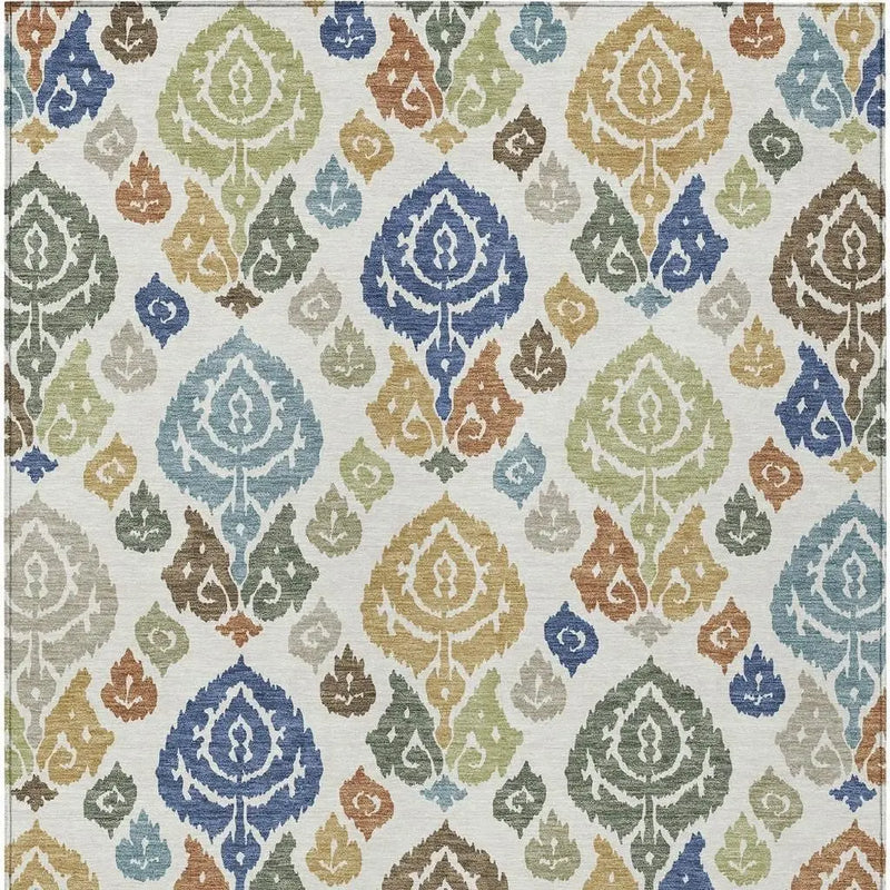 5' X 8' Ivory And Gold Damask Washable Indoor Outdoor Area Rug Homeroots Outdoor