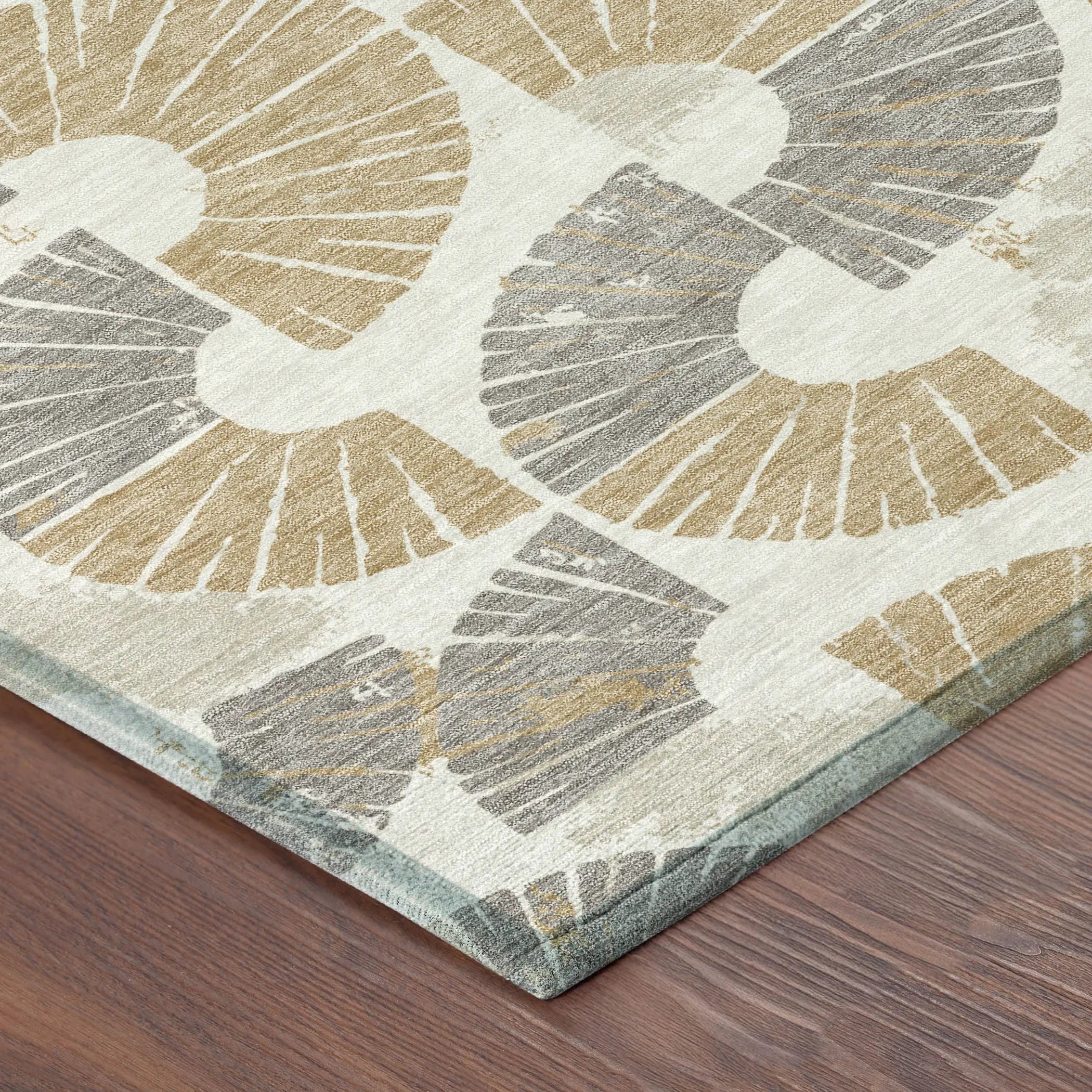 5' X 8' Ivory And Gold Geometric Washable Indoor Outdoor Area Rug Homeroots Outdoor