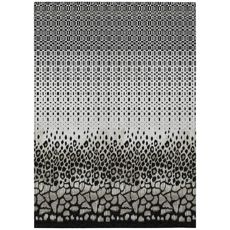 5' X 8' Ivory And Graphite Geometric Washable Indoor Outdoor Area Rug Homeroots Outdoor