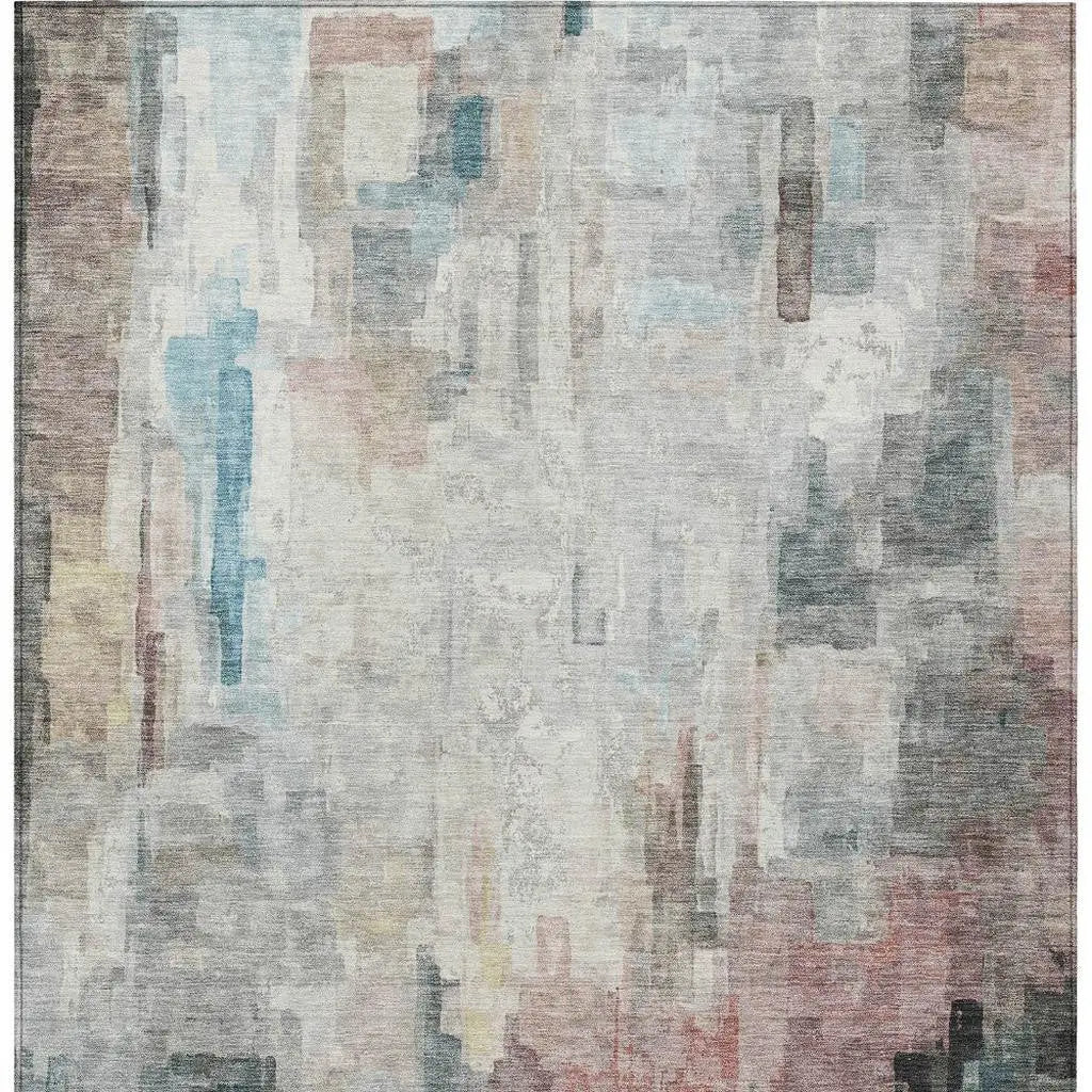 5' X 8' Ivory And Gray Abstract Washable Indoor Outdoor Area Rug Homeroots Outdoor