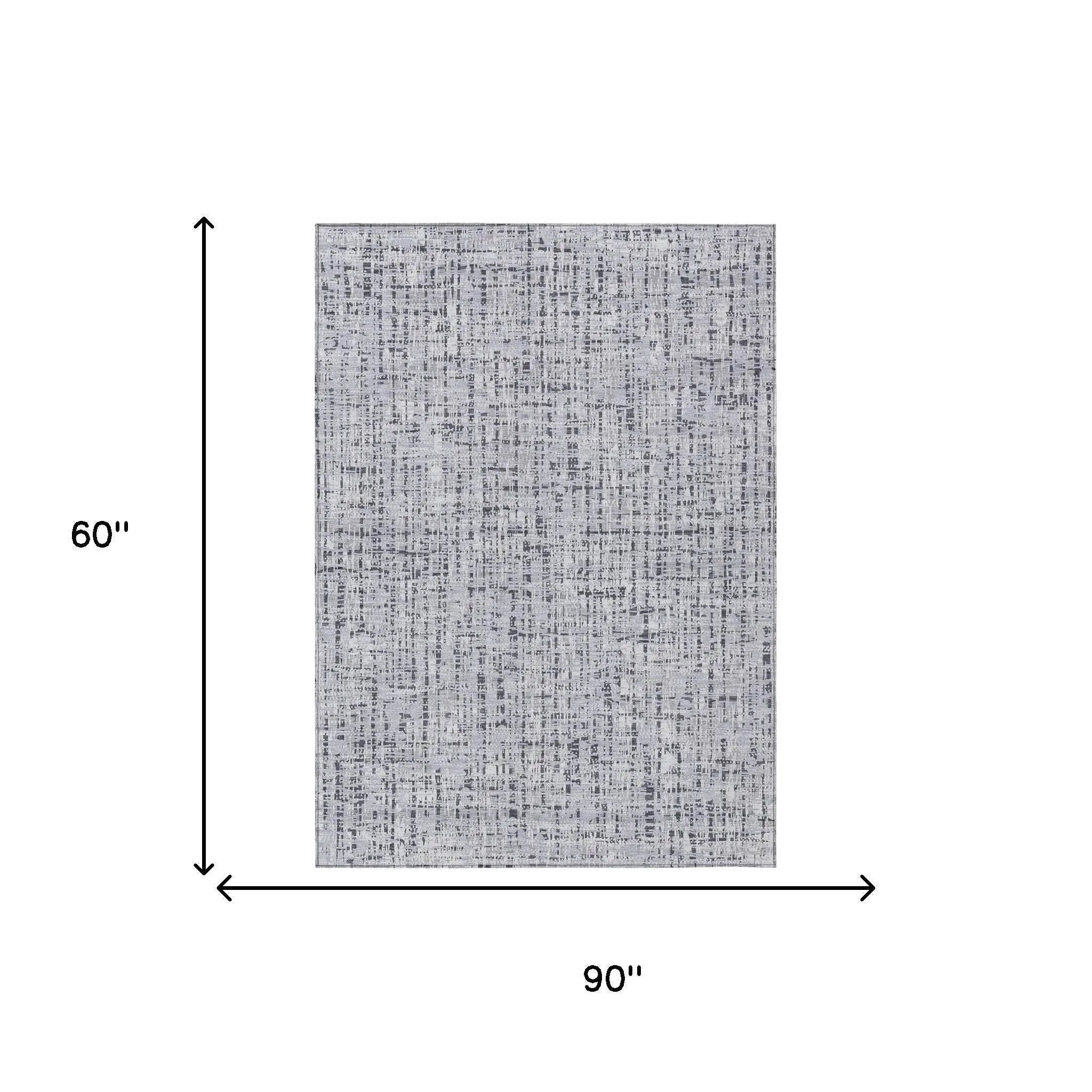 5' X 8' Ivory And Gray Abstract Washable Indoor Outdoor Area Rug Homeroots Outdoor