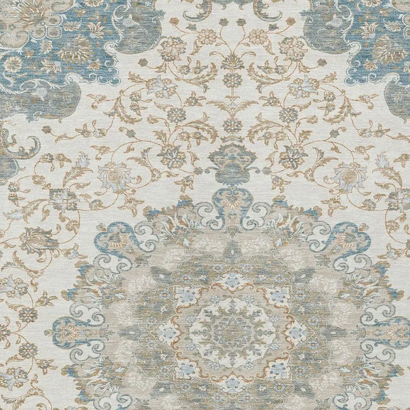 5' X 8' Ivory And Gray Floral Medallion Washable Indoor Outdoor Area Rug Homeroots Outdoor