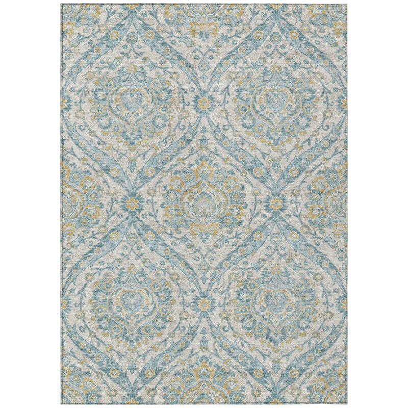 5' X 8' Ivory And Gray Floral Washable Indoor Outdoor Area Rug Homeroots Outdoor