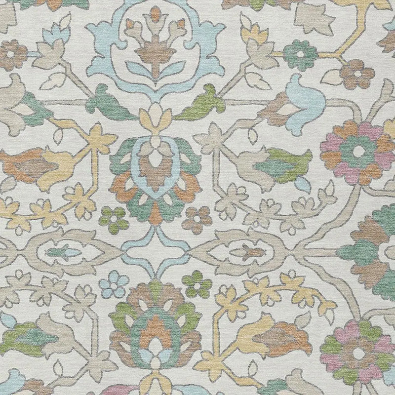 5' X 8' Ivory And Gray Floral Washable Indoor Outdoor Area Rug Homeroots Outdoor